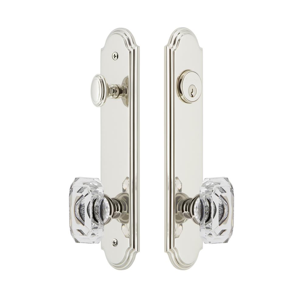 Grandeur by Nostalgic Warehouse ARCBCC Arc Tall Plate Complete Entry Set with Baguette Clear Crystal Knob in Polished Nickel